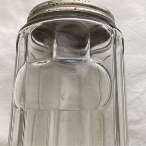 Antique Hoosier glass Tea Jar Container Early 20th Century, w/screw on lid